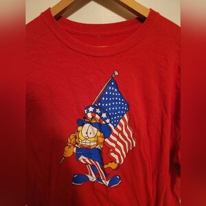 Red Garfield American Flag Graphic Tee